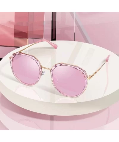 DESIGN Women Luxury Brand Oval Polarized Sunglasses Ladies Fashion C01 Black - C02 Pink - C718XEC2XDL $10.73 Oval