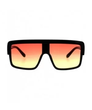 Retro Futuristic Sunglasses Flat Top Square Oversized Shades UV 400 - Black (Orange Yellow) - C618GNMWSWL $8.05 Square