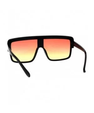 Retro Futuristic Sunglasses Flat Top Square Oversized Shades UV 400 - Black (Orange Yellow) - C618GNMWSWL $8.05 Square