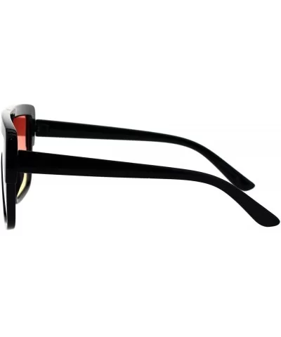 Retro Futuristic Sunglasses Flat Top Square Oversized Shades UV 400 - Black (Orange Yellow) - C618GNMWSWL $8.05 Square