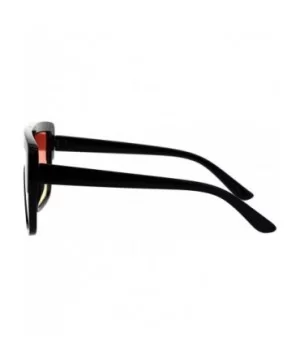 Retro Futuristic Sunglasses Flat Top Square Oversized Shades UV 400 - Black (Orange Yellow) - C618GNMWSWL $8.05 Square