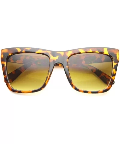 Bold Flat Top Tinted Lens Oversize Square Sunglasses 54mm - Tortoise / Amber - CO12H0L9FV3 $8.05 Square