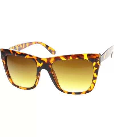 Bold Flat Top Tinted Lens Oversize Square Sunglasses 54mm - Tortoise / Amber - CO12H0L9FV3 $8.05 Square