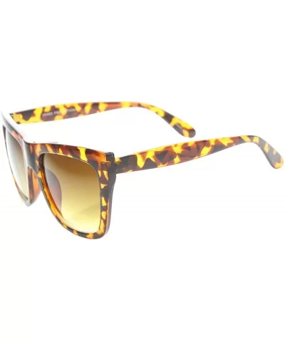 Bold Flat Top Tinted Lens Oversize Square Sunglasses 54mm - Tortoise / Amber - CO12H0L9FV3 $8.05 Square