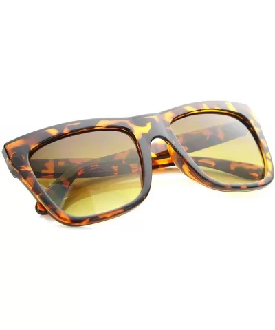 Bold Flat Top Tinted Lens Oversize Square Sunglasses 54mm - Tortoise / Amber - CO12H0L9FV3 $8.05 Square