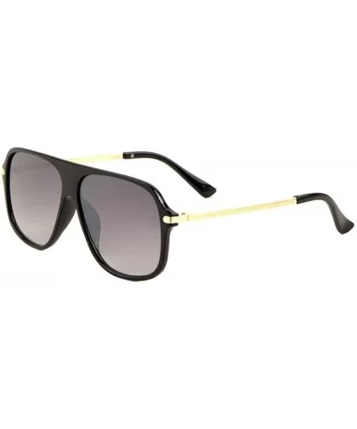 Flat Top Rond Square Lens Lines Temple Sunglasses - Smoke Gold - CK197R8ZNZK $9.65 Aviator