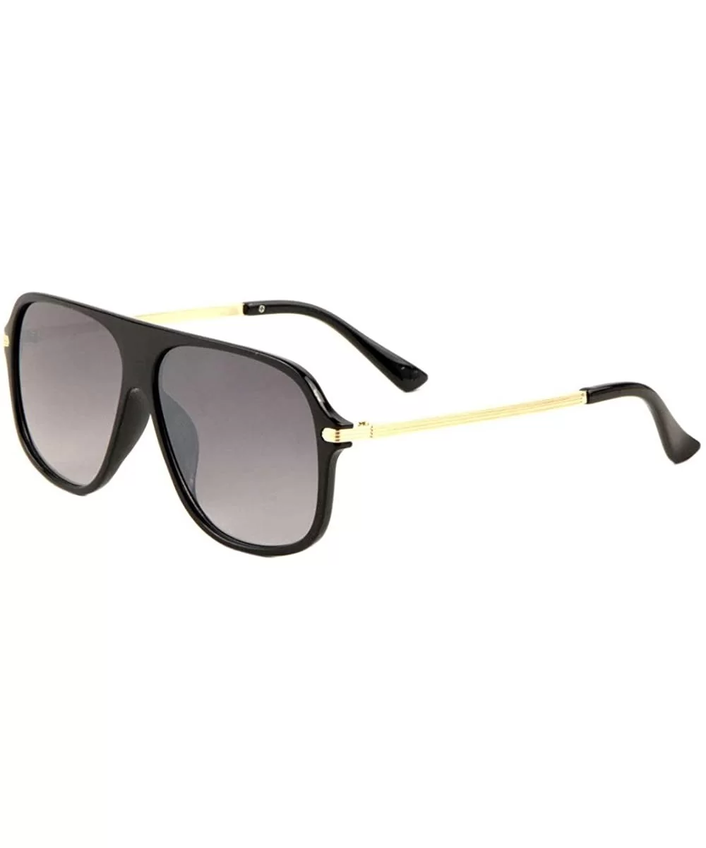 Flat Top Rond Square Lens Lines Temple Sunglasses - Smoke Gold - CK197R8ZNZK $9.65 Aviator