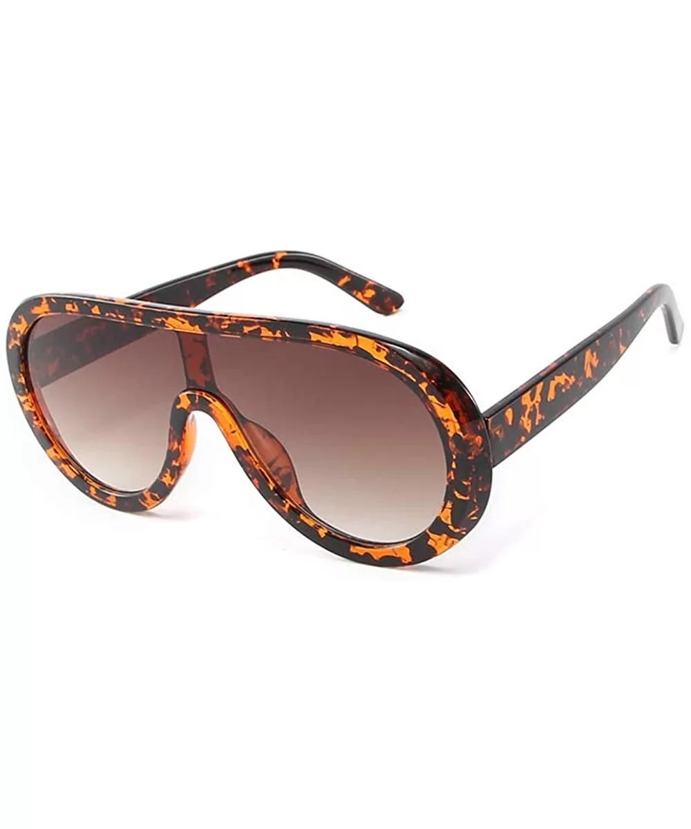 Futuristic Oversize Sunglasses Mirrored Fashion - Leopard - CV18SAK529Z $10.13 Oval