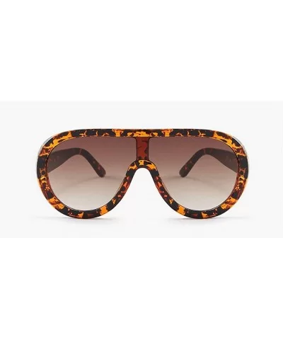 Futuristic Oversize Sunglasses Mirrored Fashion - Leopard - CV18SAK529Z $10.13 Oval