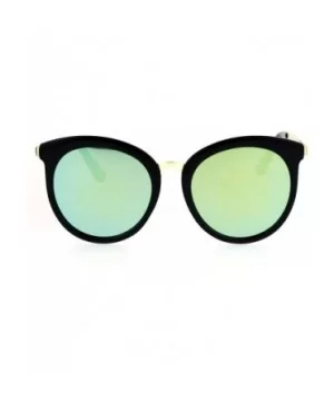 Retro Flat Mirror Lens Womens Horn Rim Cat Eye Sunglasses - Black Yellow - CR12NRJNIQI $7.41 Cat Eye