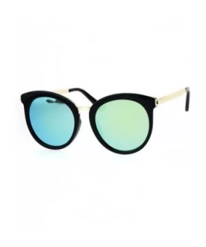 Retro Flat Mirror Lens Womens Horn Rim Cat Eye Sunglasses - Black Yellow - CR12NRJNIQI $7.41 Cat Eye