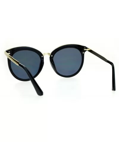 Retro Flat Mirror Lens Womens Horn Rim Cat Eye Sunglasses - Black Yellow - CR12NRJNIQI $7.41 Cat Eye