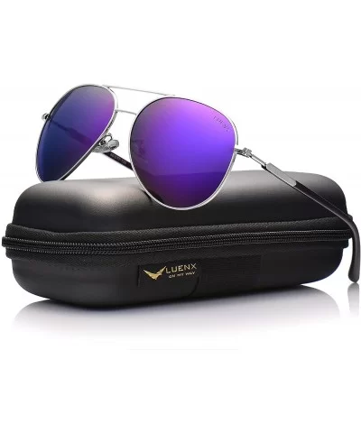 Aviator Sunglasses for Women Polarized Mirror with Case - UV 400 Protection 60MM - CK127AQG0T7 $13.56 Aviator