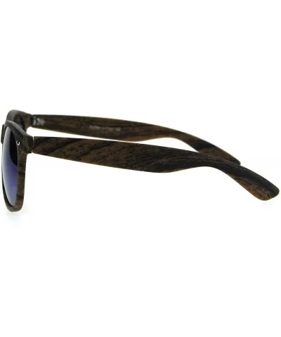 Color Mirror Wood Grain Classic Hipster Plastic Horned Rim Sunglasses - Brown Teal - CX1853R7A8W $8.10 Rectangular