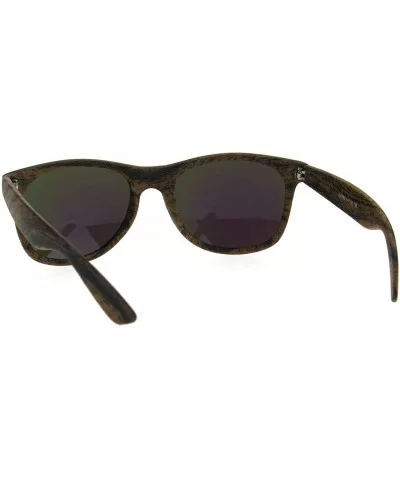 Color Mirror Wood Grain Classic Hipster Plastic Horned Rim Sunglasses - Brown Teal - CX1853R7A8W $8.10 Rectangular