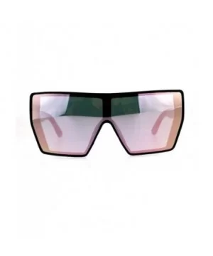 Womens Oversize Shield Bat Shape Robotic Cat Eye Color Mirror Sunglasses - Black Pink - CF18DSUN9AX $5.55 Shield