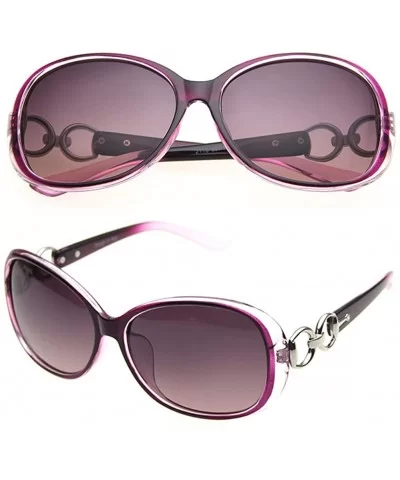 Womens Classic Oversized Polarized Eyewear Sunglasses Goggles - Purple Frame/Gradient Purple Lens - CI18Q78H9MK $9.85 Goggle