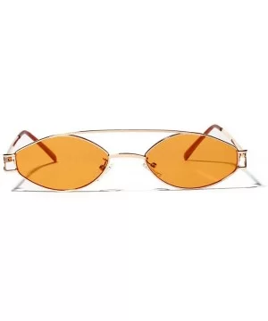 Fashion Literary Double Beam Ultra Small Metal Frame Oval Sunglasses - Yellow - CP18LSWZENR $6.97 Oval