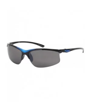 Sleek Semi Rimless Sports Sunglasses w/Flash Mirror Lens 570082MT-FM - Blue - C312GFH4O4V $6.39 Semi-rimless