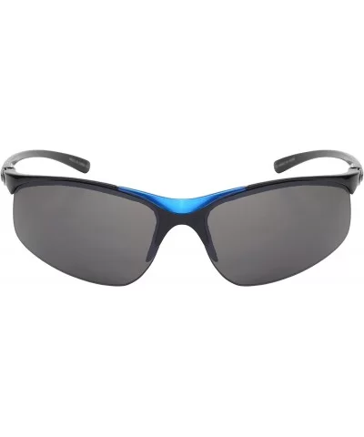 Sleek Semi Rimless Sports Sunglasses w/Flash Mirror Lens 570082MT-FM - Blue - C312GFH4O4V $6.39 Semi-rimless