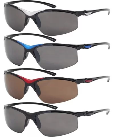 Sleek Semi Rimless Sports Sunglasses w/Flash Mirror Lens 570082MT-FM - Blue - C312GFH4O4V $6.39 Semi-rimless