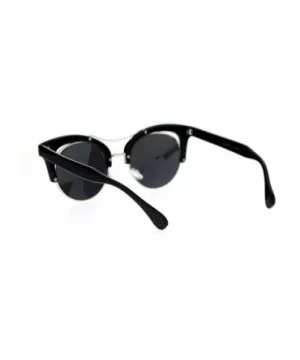 Diva Mirrored Color Mirror Double Frame Cat Eye Sunglasses - Black Green - C412LCJO6QN $7.47 Cat Eye