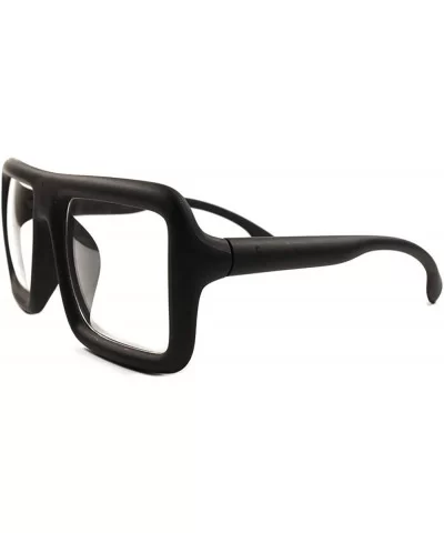 Oversized Thick Retro Frame Hip Hop Rapper DJ Square Clear Lens Glasses - Matte Black - CB199EQKXH9 $8.38 Oversized