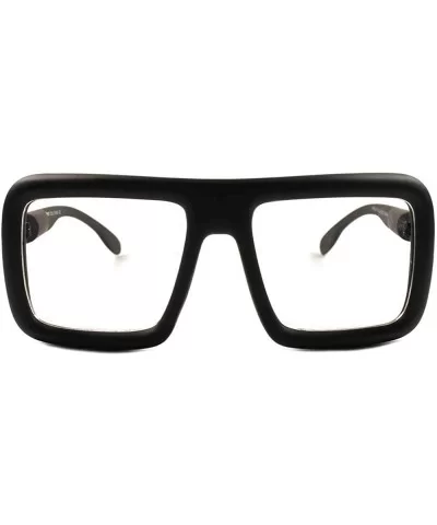 Oversized Thick Retro Frame Hip Hop Rapper DJ Square Clear Lens Glasses - Matte Black - CB199EQKXH9 $8.38 Oversized