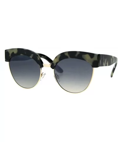 Womens Gothic Thick Plastic Cat Eye Half Rim Eye Brow Sunglasses - Grey Tortoise - CX182H5EA3K $8.65 Cat Eye