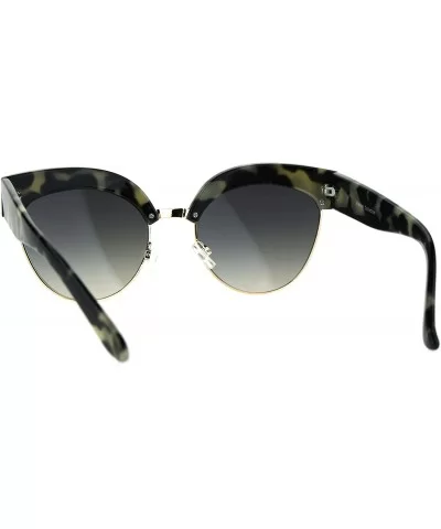 Womens Gothic Thick Plastic Cat Eye Half Rim Eye Brow Sunglasses - Grey Tortoise - CX182H5EA3K $8.65 Cat Eye