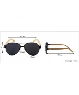 Men Women Aviator Polarized Wood Sunglasses UV400 - Black Frame Gray Lens - CL182LANM36 $11.67 Aviator