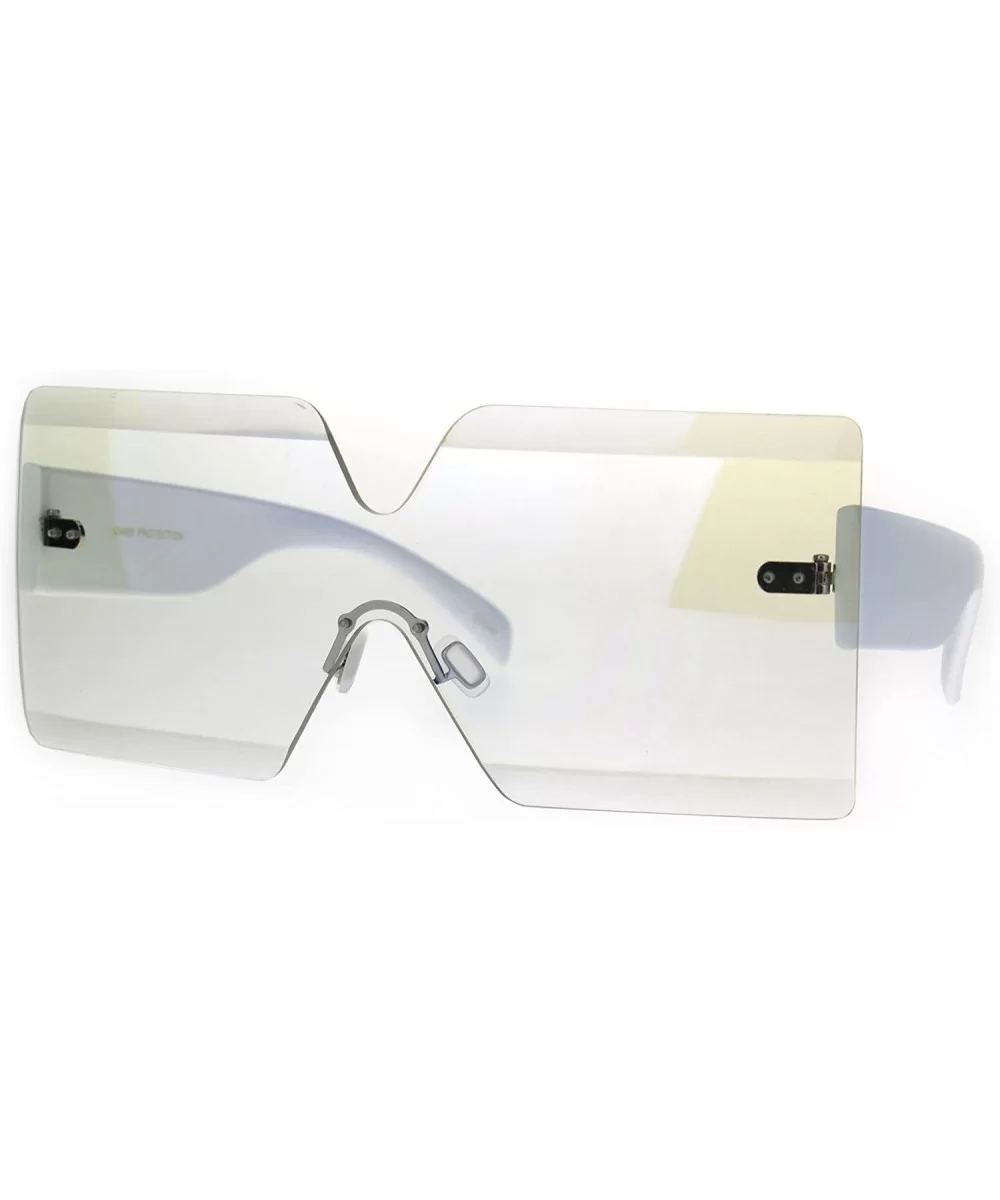 Flat Panel Shield Rectangle Robotic 80s Futurist Disco Funk Glasses - White - CI1872D2Z5A $8.09 Shield