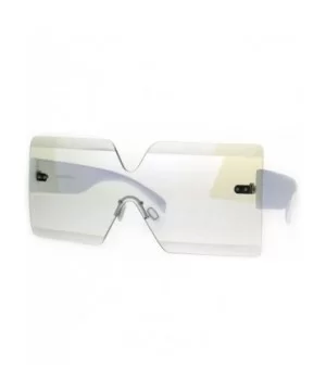 Flat Panel Shield Rectangle Robotic 80s Futurist Disco Funk Glasses - White - CI1872D2Z5A $8.09 Shield