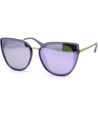 Womens CR39 Polarized Lens Oversize Cat Eye Sunglasses - Purple Gold Purple Mirror - CU192WZUSNE $10.98 Oversized