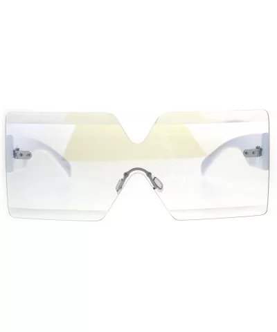 Flat Panel Shield Rectangle Robotic 80s Futurist Disco Funk Glasses - White - CI1872D2Z5A $8.09 Shield