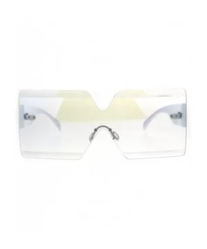 Flat Panel Shield Rectangle Robotic 80s Futurist Disco Funk Glasses - White - CI1872D2Z5A $8.09 Shield