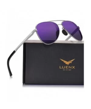 Aviator Sunglasses for Men Women-Polarized Driving UV 400 Protection with Case - Purple/Larger Size - CU18ZGR5A45 $13.22 Over...