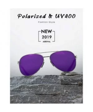 Aviator Sunglasses for Men Women-Polarized Driving UV 400 Protection with Case - Purple/Larger Size - CU18ZGR5A45 $13.22 Over...