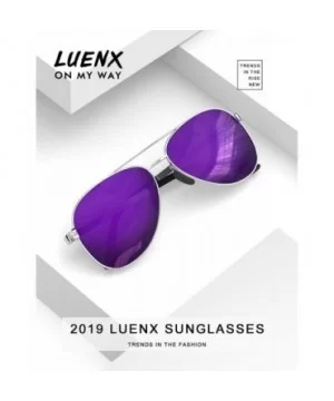 Aviator Sunglasses for Men Women-Polarized Driving UV 400 Protection with Case - Purple/Larger Size - CU18ZGR5A45 $13.22 Over...