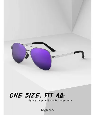 Aviator Sunglasses for Men Women-Polarized Driving UV 400 Protection with Case - Purple/Larger Size - CU18ZGR5A45 $13.22 Over...