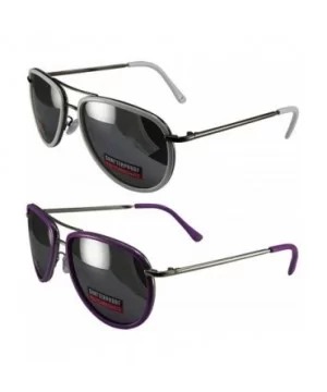 2 Pairs Swag Aviator B Fashion Sunglasses White Purple Frame Flash Mirror Lens - CO18Z6R23SI $27.01 Aviator