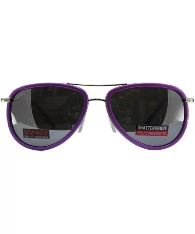 2 Pairs Swag Aviator B Fashion Sunglasses White Purple Frame Flash Mirror Lens - CO18Z6R23SI $27.01 Aviator