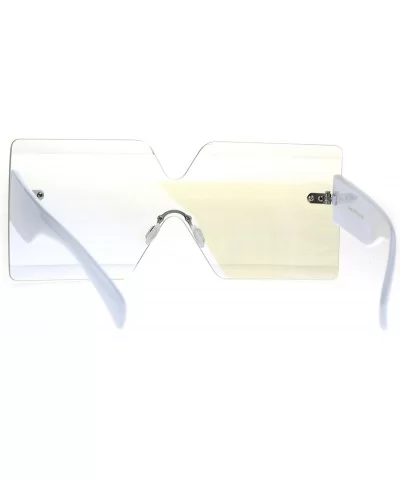 Flat Panel Shield Rectangle Robotic 80s Futurist Disco Funk Glasses - White - CI1872D2Z5A $8.09 Shield