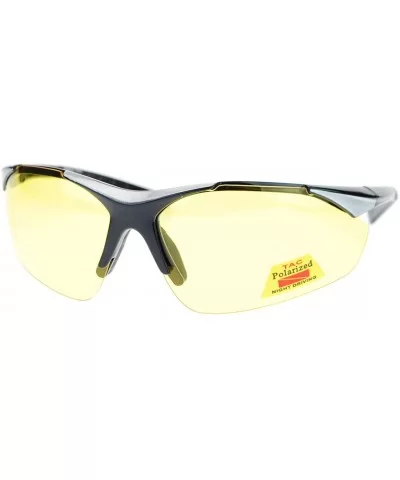 Mens Biker Polarized Yellow Lens Night Riding Half Rim Motorcycle Glasses - Black Silver - C611YAXLUJT $5.51 Sport