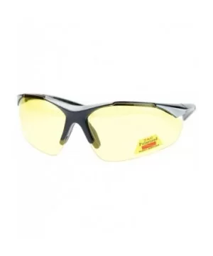 Mens Biker Polarized Yellow Lens Night Riding Half Rim Motorcycle Glasses - Black Silver - C611YAXLUJT $5.51 Sport