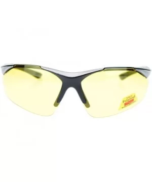 Mens Biker Polarized Yellow Lens Night Riding Half Rim Motorcycle Glasses - Black Silver - C611YAXLUJT $5.51 Sport