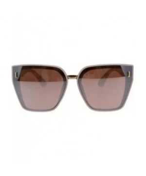 Womens Squared Angular Rectangular Butterfly Cat Eye Plastic Sunglasses - Beige Brown Mirror - CV18GM3E5AH $6.90 Cat Eye