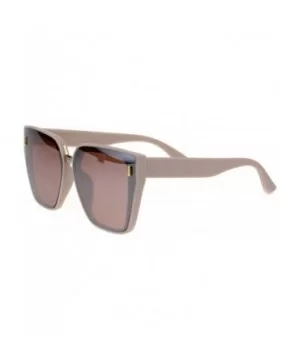 Womens Squared Angular Rectangular Butterfly Cat Eye Plastic Sunglasses - Beige Brown Mirror - CV18GM3E5AH $6.90 Cat Eye