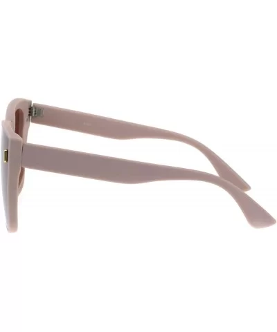 Womens Squared Angular Rectangular Butterfly Cat Eye Plastic Sunglasses - Beige Brown Mirror - CV18GM3E5AH $6.90 Cat Eye