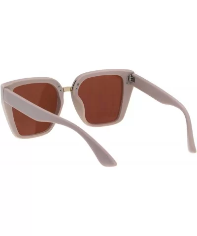 Womens Squared Angular Rectangular Butterfly Cat Eye Plastic Sunglasses - Beige Brown Mirror - CV18GM3E5AH $6.90 Cat Eye